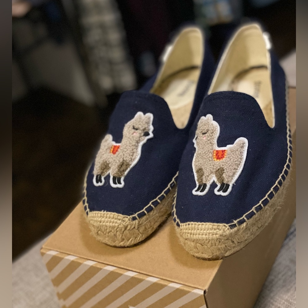 SOLUDOS navy blue espadrilles with lama. Size 10